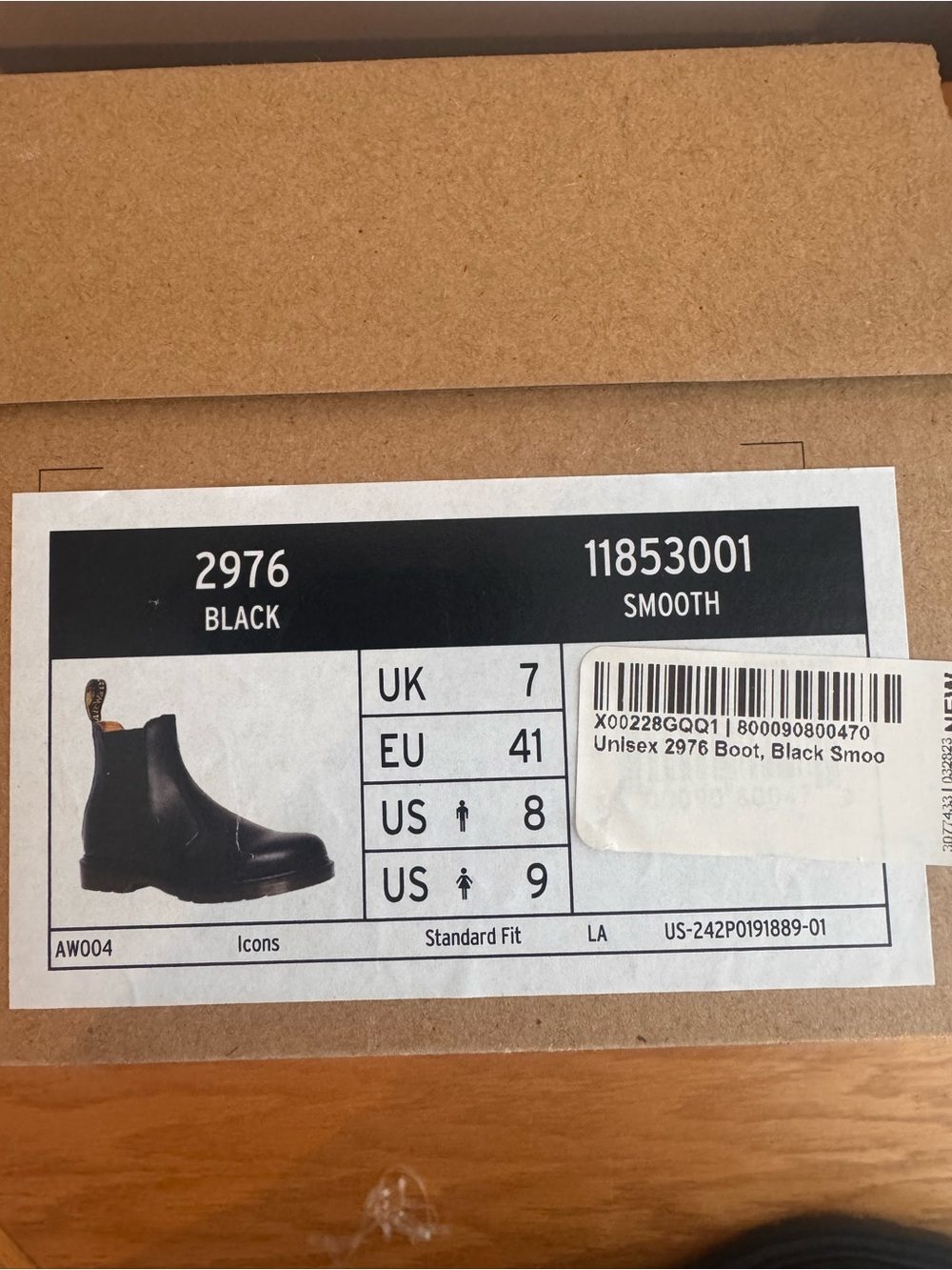 NWT Dr. Martens Black Smooth Boots - Men’s Size 8 / Women’s Size 9 - Picture 3 of 6